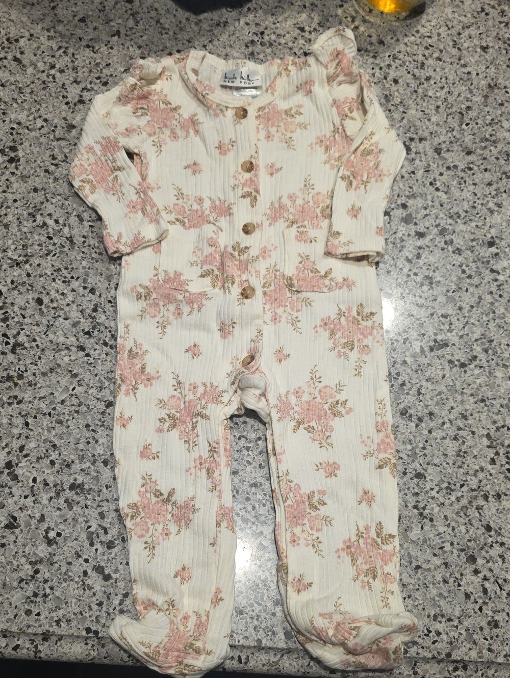 Nicole Miller Cream One-Piece with Pink Floral Print
